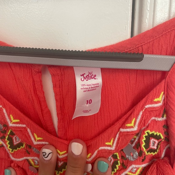 red justice tank top; multicolor with sequence and fringe - Picture 4 of 4